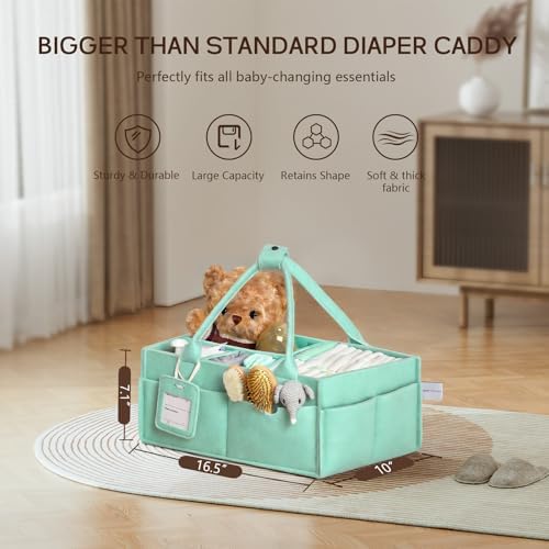 Diaper Caddy Organizer - Large Baby Caddy Organizer with Handle (Green) - Image 2