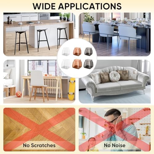 BALEINE 16PCS Silicone Chair Leg Floor Protectors for Hardwood Floors - Image 5