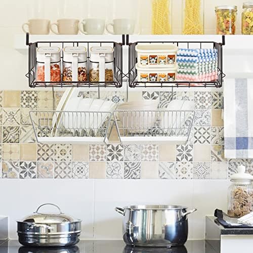 PowerKing Under Shelf Storage Baskets, Under Cabinet Basket, 2 Pack, Black - Image 5