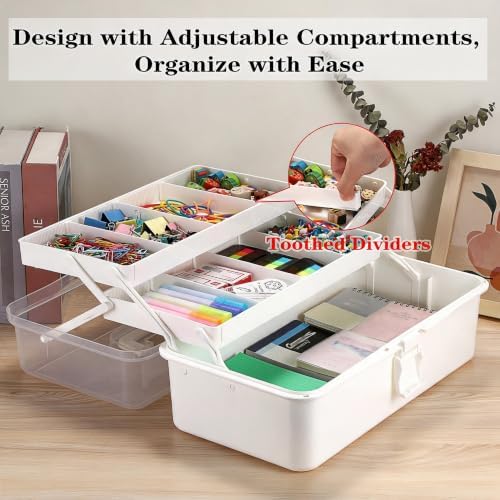 Tackle Box, 15-Inch Extra Large Art Storage Box with 3-Layer Folding Trays - Image 7