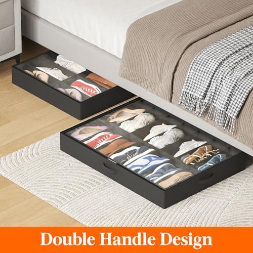 Lifewit Under Bed Shoe Storage Organizer Container, 3 Pack(14 Shoes Cells) - Image 5
