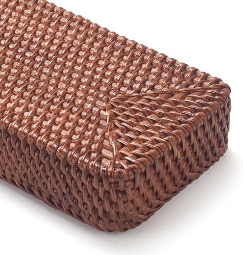 Rattan Bathroom Vanity Trays Toilet Tank Baskets Long Narrow Hand Towel Storage Basket for Storage, Decorative (Honey Brown 10.2 x 4.9 x 1.6 inch) - Image 6