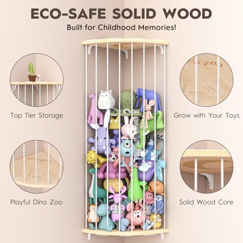 Wood Stuffed Animal Storage, Adjustable Corner Toy Organizer Plushie Holder - Image 4