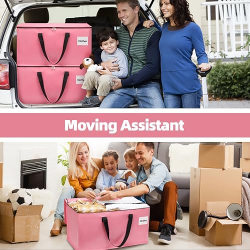 8 Pack Extra Large Heavy Duty Moving Bags with Reinforced Zipper & Wide Carrying Handles, Bright Red Large Capacity Storage Totes for Whole House Packing, Dorm Moves & Event Organization, Pink - Image 5