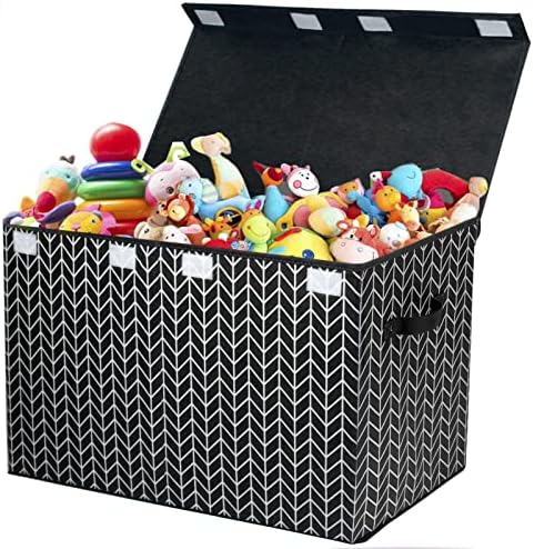 Large Toy Storage Box Chest for Kids, Sturdy Toy Box Bin Baskets with Lid by Mayniu