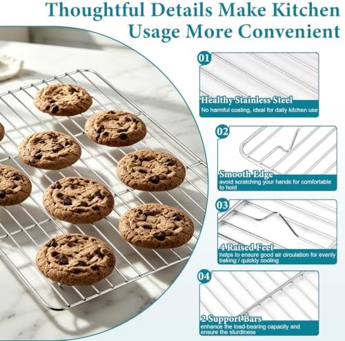 TeamFar Cooling Rack, Silver Stainless Steel Baking Rack for Oven - Image 3