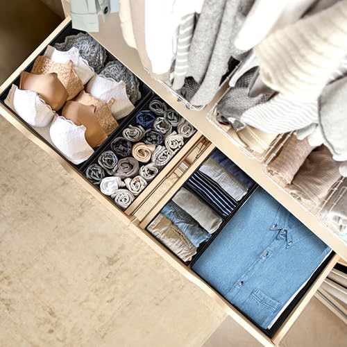 Simple Houseware Foldable Drawer Organizer Stocking Bin, Set of 12, Black - Image 5
