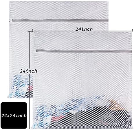 2 XX-Large Honeycomb Mesh Laundry Bag Delicates Durable for Washing Machine,24 x 24 Inches lingerie bags for Laundry, Travel Storage Organize Bag for Cotton Clothes,Sheet,Sweater, Shoes - Image 4