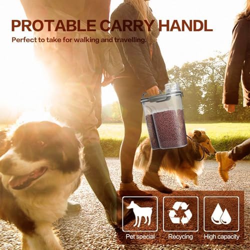 TIOVERY Dog Food Storage Container, 5-7 Lbs Airtight Pet Food Container, Cat Food Container Dispenser with Portable Handle, Pouring Spout and 4 Seal Buckles for Dogs Cats 2 Pack Grey - Image 4
