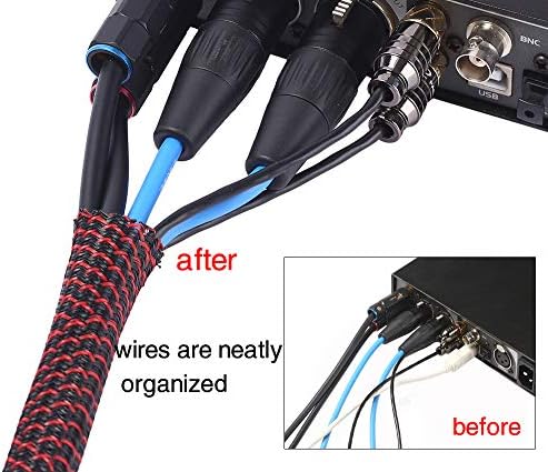Alex Tech 25ft - 3/4 inch Cord Protector Wire Loom Tubing Cable Sleeve Split Sleeving For USB Cable Power Cord Audio Video Cable – Protect Cat From Chewing Cords - Blackred - Image 5