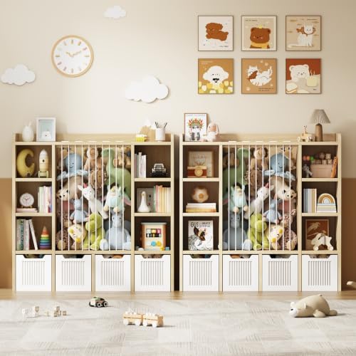 Toy Storage Organizer with Stuffed Animal Storage, Maple Wood - Image 7