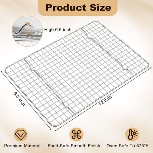 Briout 2PCS Cooling Racks for Cooking and Baking,8.5" x12" Wire Rack,Silver - Image 6