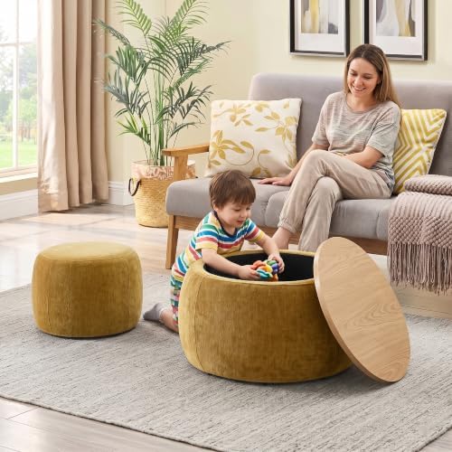 Mofolit 25" Nesting Coffee Table Ottoman Set with Removable Wooden Tray - Image 4
