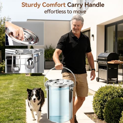 Newget 26 lb Stainless Steel Dog Food Storage Container with Scoop - Image 5