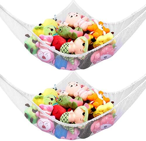 Jumbo Toy Hammock for Stuffed Animals, Extra Large Kids Children Mesh Toy Net Organizer (White 2Pack, 83 Inch) by KOHUIJOO