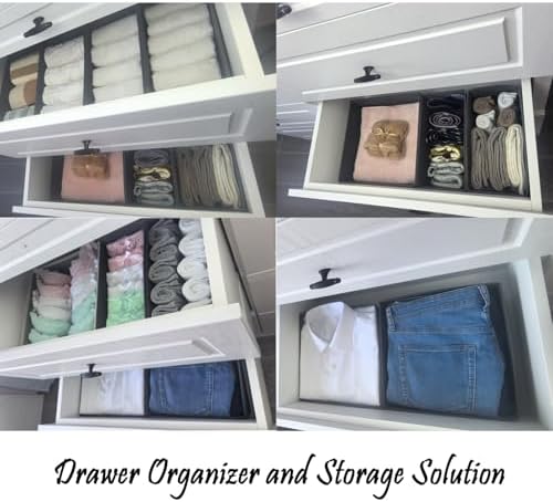 Bructhun Drawer Organizer Set of 4- Fabric Storage Bins for Clothes, Underwear, Socks & Bras - 11" Dresser Dividers for Bedroom Closet - Image 6