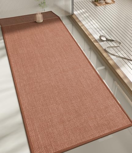chakme Bathroom Rugs Mat 59x17, Ultra Thin Non Slip Bath Rug Runner Quick Dry Absorbent Bath Mat for Bathroom, (Dark Pink, 59"x17") by CHAKME