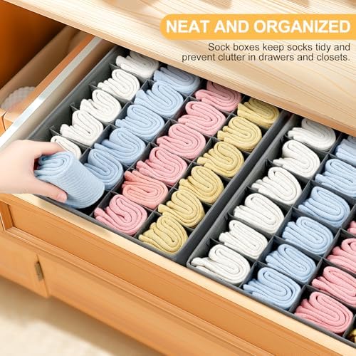 Joyoldelf Sock Organizer Drawer Organizer - Underwear Organizer, 24 Cell Collapsible Closet Organizers and Storage Sock Holders Organizers for Storing Socks, Ties, Belts 6 Pack - Image 3