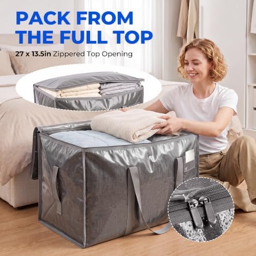 12 Pack Heavy Duty Moving Bags, Extra Large with Handles, Gray - Image 3