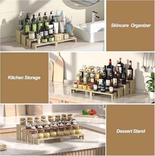 4 Set Wooden Tiered Risers Display Stands for Vendor Events,Stackable Wood Cupcake Display Stand,Farmhouse Decor Wood Dessert Table Display Set,Vendor Booth Display Items,Food Display Risers for Party - Image 6