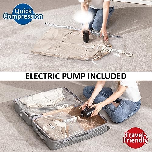 Hanging Vacuum Storage Bags, Space Saver for Clothing, 4 Long with Pump - Image 5
