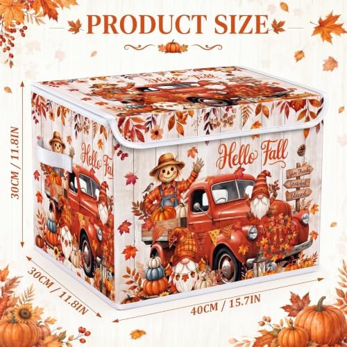 Briwooody Fall Storage Bin with Lid and Carrying Handle Gnome Storage Box - Image 2