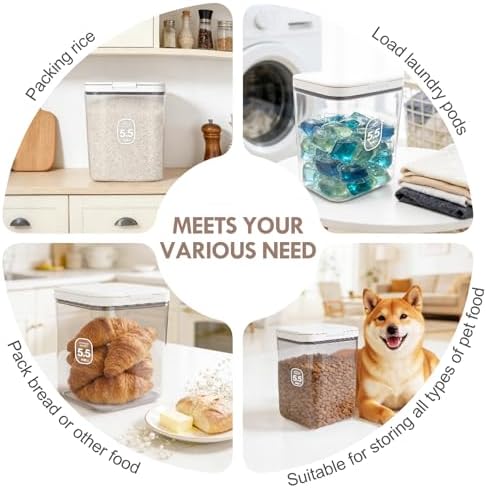 LEAWALK 5 Lbs Airtight Dog Cat Pet Food Storage Container PopTop White - Image 5