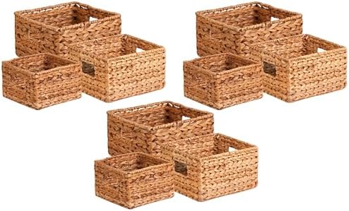 Honey-Can-Do Woven Water Hyacinth Wicker Storage Baskets, Nesting Set of 3, 9" L x 9" W x 6" H (Pack of 3) by Honey-Can-Do