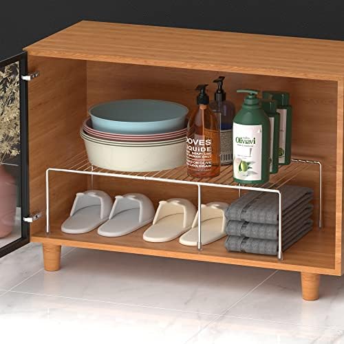 Kitchen Cabinet Expandable Shelf Organizers Set of 6, Adjustable Metal Wire Pantry Storage Shelves, Plate Dish Organizer Rack for Cabinets, Cupboard, Counter, Freezer, Countertop, Chrome - Image 6
