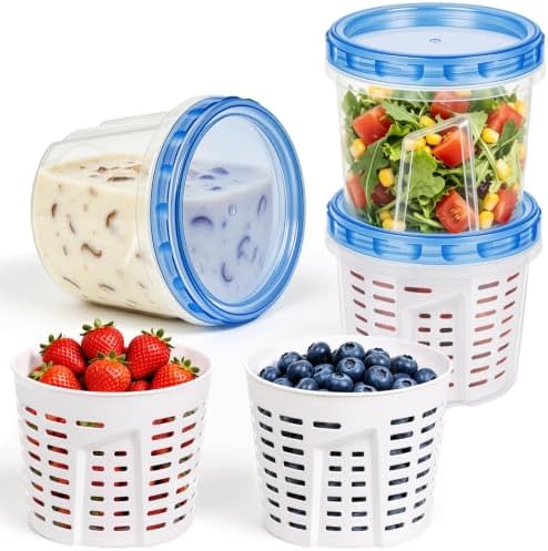 3 Pack 24oz Freezer Storage Containers, Fruit Storage Containers for Lunch by Freshmage