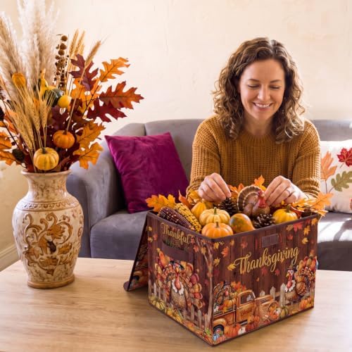 Briwooody Thanksgiving Turkey Storage Bin with Lid and Carrying Handle - Image 6