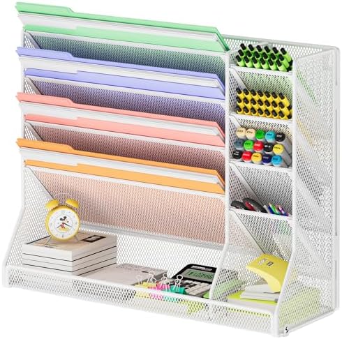 Jakyitvi Adjustable 5 Tiers Wall File Organizer Metal Hanging Holder White by Jakyitvi