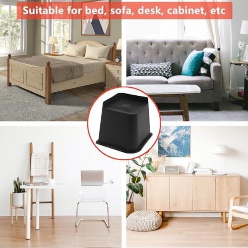 Bed Risers 5 inch Heavy Duty, 6 Pack Black Furniture Risers - Image 4