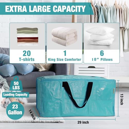 WORKPRO 6 Pack Extra Large Moving Bags with Backpack Straps & Handles - Image 3