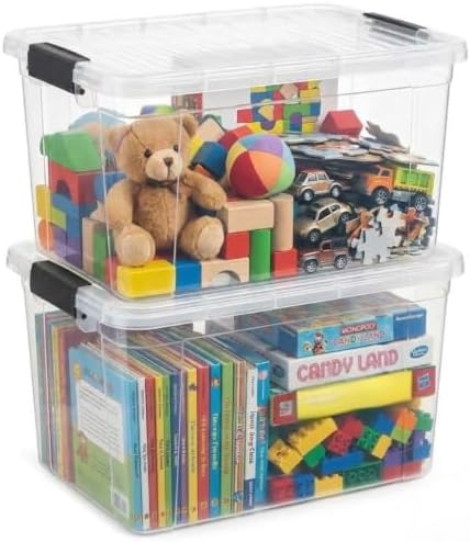 Superio 14.7 Quart Clear Plastic Storage Boxes with Lids, Stackable Organizer Containers, BPA-Free Storage Bins for Home, Office, School & Dorm, 2 Pack by Superio