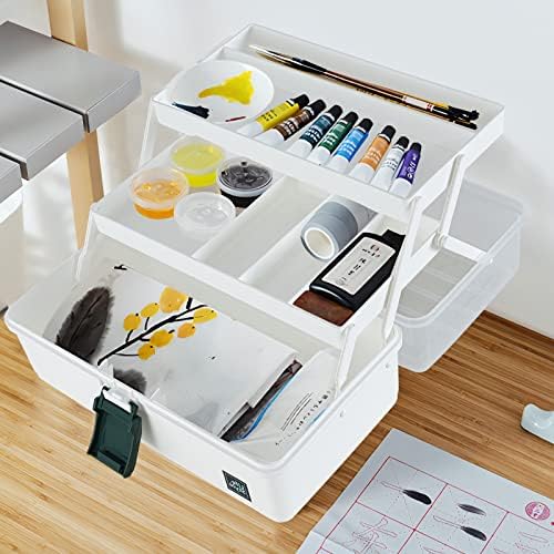 WEWLINE 13-Inch Art Box Organizer 3-Layer Craft Storage Organizer Sewing Kit Box with Handle Art Bin for Home,School,Office,Travel - Image 4