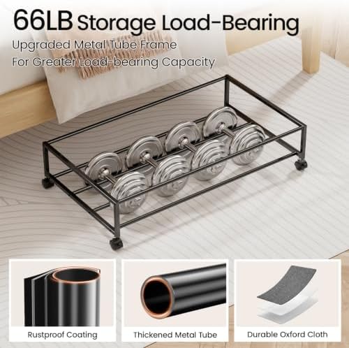 Yecaye 60 L Under Bed Storage with Wheels, 2 Pack Under Bed Storage Containers with Clear Window & Label, Rolling Under bed Shoe Storage organizer for Clothes, Shoes, Hemp Grey - Image 5