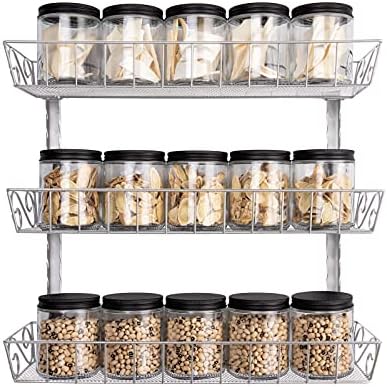 SWOMMOLY Wall Mount Spice Rack Organizer, 3-Tier Adjustable Dual-Use Shelf - Image 5