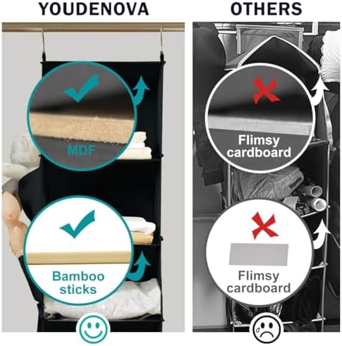 YOUDENOVA Hanging Closet Organizer and Storage for Clothes, 5-Shelf, Black - Image 4