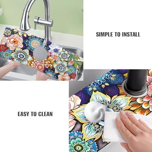 Sink Faucet Absorbing Mat, 2 Pack Drying Mat Around Faucet Sink Splash Guard Behind Faucet Sinkmat For Kitchen Bathroom Island Rv 24 * 5.5 Inch (60 * 14 cm) - Image 4