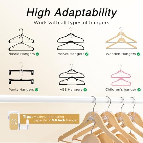 HOUSE DAY Space Saving Hangers 20 Pack, Clear Clothes Hanger Connector Hooks, Heavy Duty Hangers Space Saver, Premium College Dorm Room Essentials, Closet Organizers and Storage - Image 5