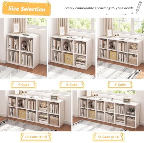 NELYE 6 Cube Organizer Bookcase White Open Shelf - Image 6