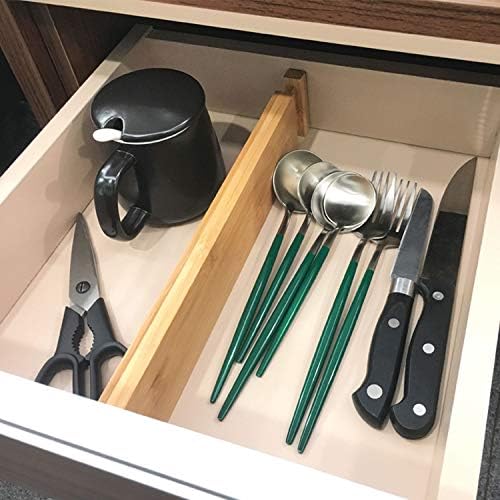 VaeFae 6-Pack Adjustable Bamboo Drawer Dividers, Expandable Drawer Organizer for Kitchen Utensils, Clothes, Bathroom, Office – Fits Drawer Interiors 16.6" to 21.8" - Image 2