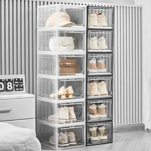 Attelite 12Pack Shoe Boxes Storage Stackable Clear Shoe Organizer X-Large - Image 5