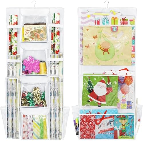 Simple Houseware Double-Sided Hanging Gift Wrap Organizer, White (Set of 1) by SimpleHouseware