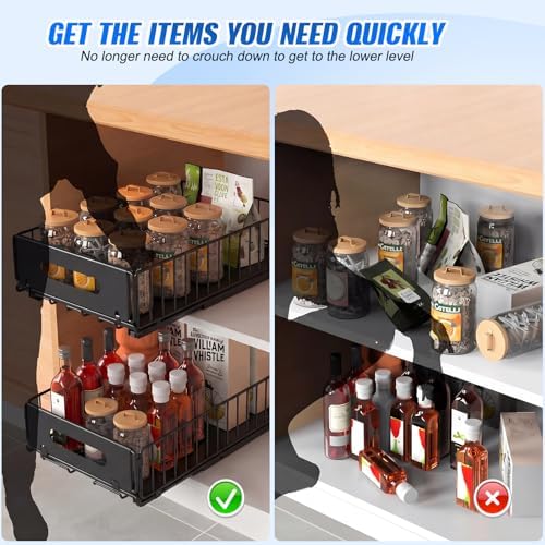 Pull Out Cabinet Organizer, No Drill Slide Out Pantry Drawer 2 Pack - Image 5