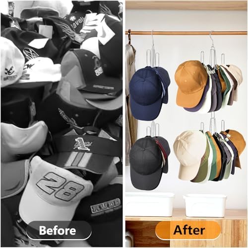NANATI Hat Hangers for Closet, 1 Pack Stainless Steel Hat Organizer, Hat Racks for Baseball Caps, Cap Organizer for Baseball Caps, Silvery - Image 6