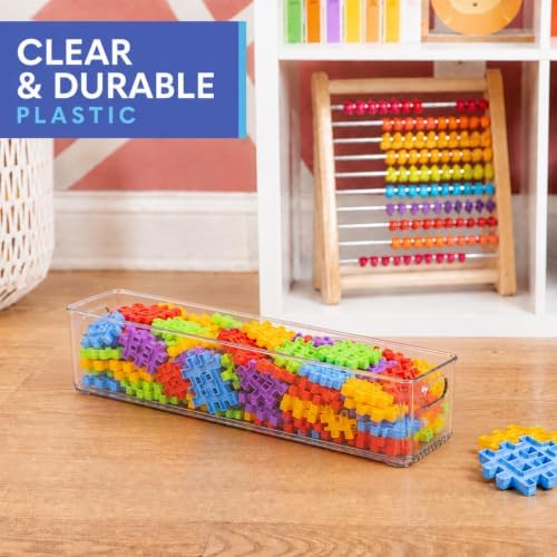 primebox Plastic Food Storage 6 Pack Clear Container Bin with Handles for Organizing Kitchen, Pantry, Refrigerator, Freezer, Pantry, Cabinet, Closet, Bathroom. 20”x4”x5” - Image 4