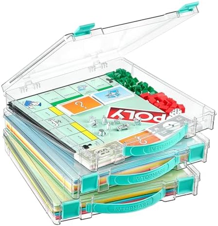 Vtopmart 3 Pack Board Game Storage with Handle and Snap-Tight Latch Lid by Vtopmart