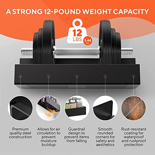 Hamilton Max 2 Pack Magnetic Shelves for Washing Machine, Laundry Organizer and Storage, Magnetic Spice Rack for Refrigerator, Holds 12 pounds each, Black Steel - Image 4